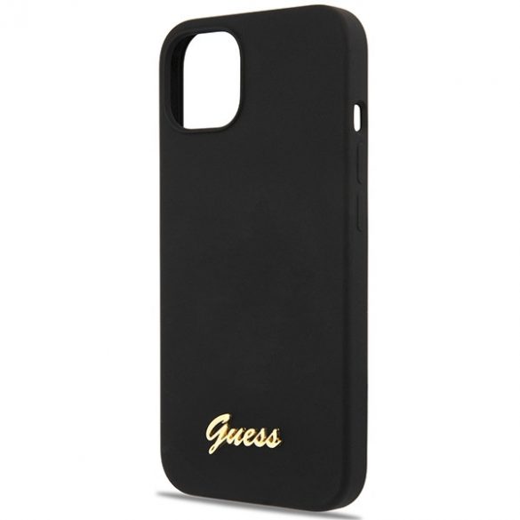 Guess GUHCP13MLSLMGBK iPhone 13 / 14 / 15 6.1" negru/czarny husă rigidă Silicone Script Gold Logo