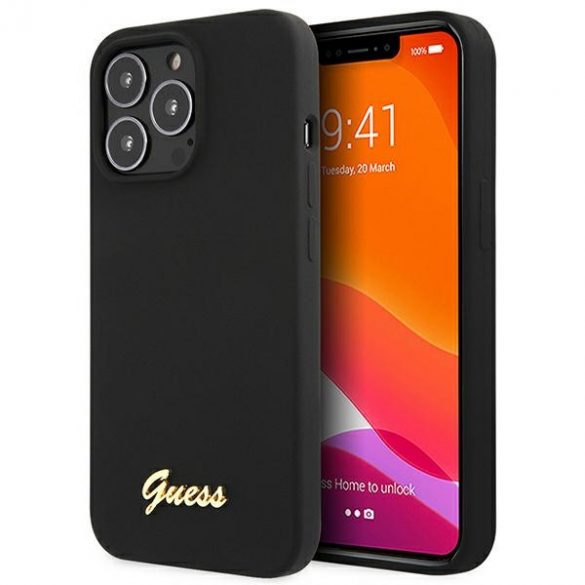 Guess GUHCP13XLSLMGBK iPhone 13 Pro Max 6.7 negru/czarny husă rigidă Silicone Script Gold Logo"