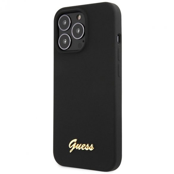 Guess GUHCP13XLSLMGBK iPhone 13 Pro Max 6.7 negru/czarny husă rigidă Silicone Script Gold Logo"