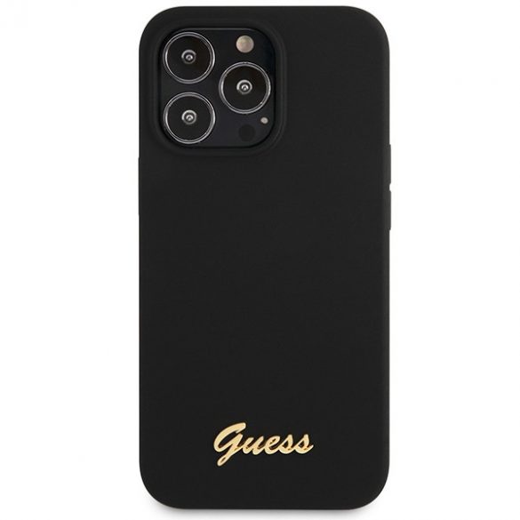 Guess GUHCP13XLSLMGBK iPhone 13 Pro Max 6.7 negru/czarny husă rigidă Silicone Script Gold Logo"