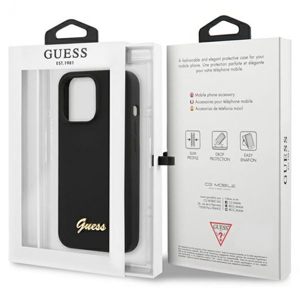 Guess GUHCP13XLSLMGBK iPhone 13 Pro Max 6.7 negru/czarny husă rigidă Silicone Script Gold Logo"