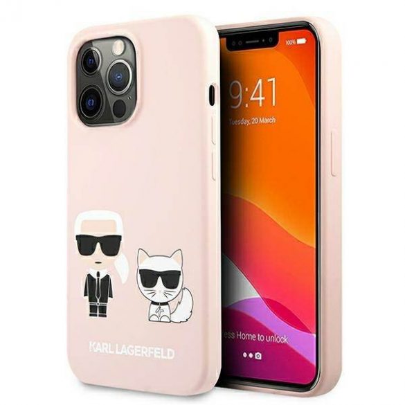 Karl Lagerfeld KLHMP13LSSKCI iPhone 13 Pro / 13 6,1" hard Husă roz deschis/light roz Silicone Ikonik Karl & Choupette Magsafe Husă