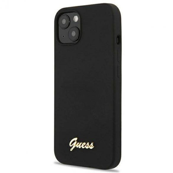 Guess GUHMP13MLSLMGBK iPhone 13 / 14 / 6.1" negru/carny hardcase Silicon Script Gold Logo Magsafe