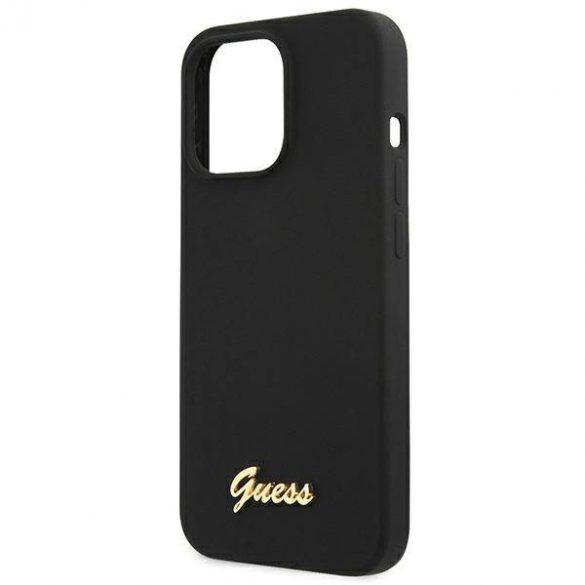 Husă Guess GUHMP13XLSLMGBK pentru iPhone 13 Pro Max 6,7" negru/czarny Husă siliconică cu sigla aurie MagSafe