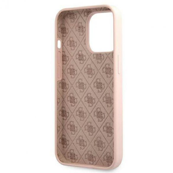 Guess GUHMP13LLSLMGLP Carcasă rigidă pentru iPhone 13 Pro / 13 6,1" jasnoróżowy/roz deschis Silicone Script Gold Logo Magsafe