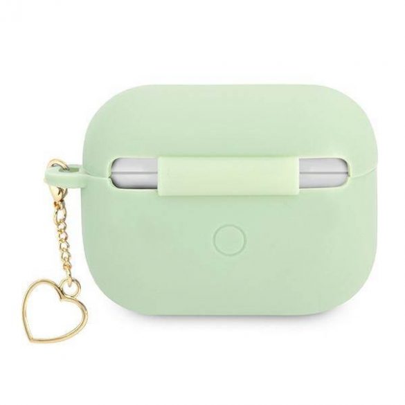 Husa Guess GUAPLSCHSN AirPods Pro zielony/verde Husa din silicon Charm Heart Collection