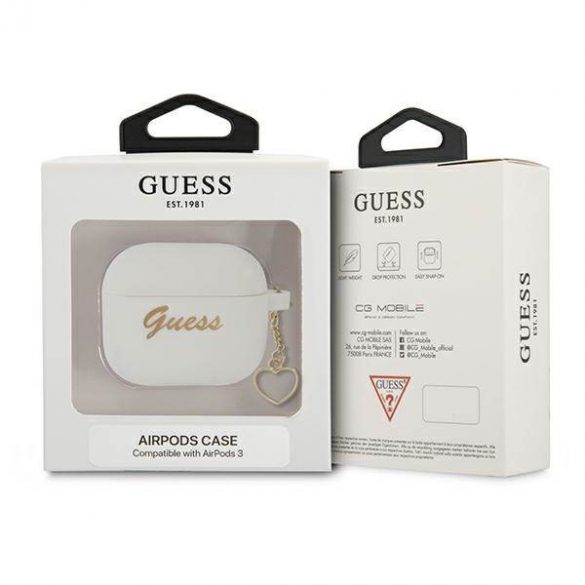 Husă Guess GUA3LSCHSH AirPods 3 biał/alb Husă din silicon Charm Heart Collection