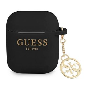 Guess GUA2LSC4EK AirPods 1/2 Husă negru / negru Silicone Charm 4G Collection