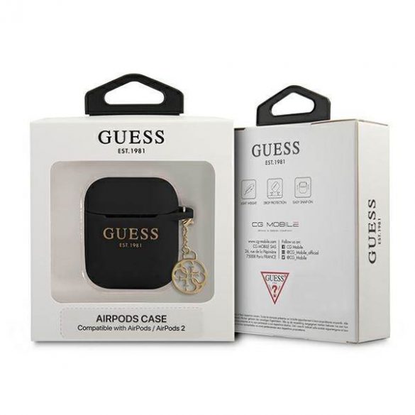 Guess GUA2LSC4EK AirPods 1/2 Husă negru / negru Silicone Charm 4G Collection