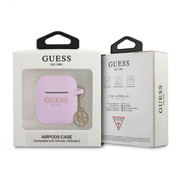 Guess GUA2LSC4EU AirPods 1/2 Husă violet /violet Silicone Charm 4G Collection