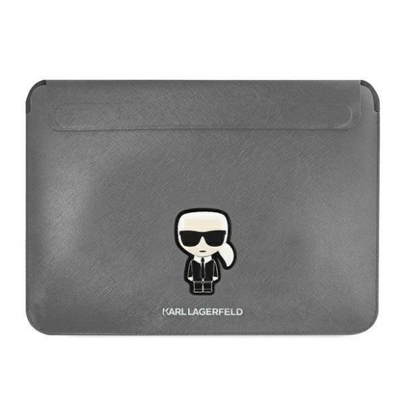 Husă Karl Lagerfeld KLCS16PISFG 16" srebrny/argintiu Saffiano Ikonik Karl