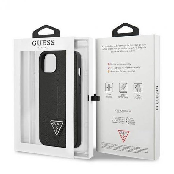 Guess GUHCP13SPSATLK iPhone 13 mini 5,4" negru/negru hard Husă SaffianoTriangle Logo husă