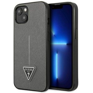 Guess GUHCP13SPSATLG Husă rigidă pentru iPhone 13 mini 5,4" srebrny/argintiu SaffianoTriangle Logo