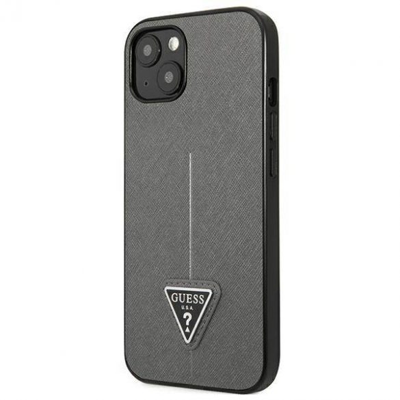 Guess GUHCP13MPSATLG iPhone 13 / 14 / 15 6.1" srebrny/argintiu hardcase SaffianoTriangle Logo