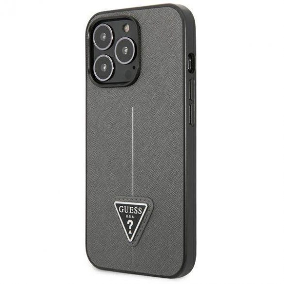 Guess GUHCP13LPSATLG Husă rigidă pentru iPhone 13 Pro / 13 6,1" srebrny/argintiu SaffianoTriangle Logo