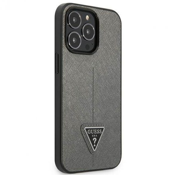 Guess GUHCP13LPSATLG Husă rigidă pentru iPhone 13 Pro / 13 6,1" srebrny/argintiu SaffianoTriangle Logo