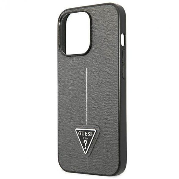 Guess GUHCP13LPSATLG Husă rigidă pentru iPhone 13 Pro / 13 6,1" srebrny/argintiu SaffianoTriangle Logo