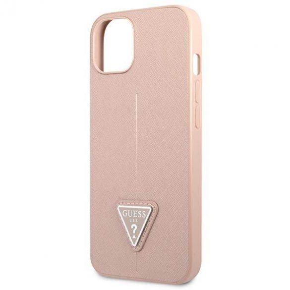 Guess GUHCP13SPSATLP iPhone 13 mini 5,4" rożowy/roz husă rigidă SaffianoTriangle Logo