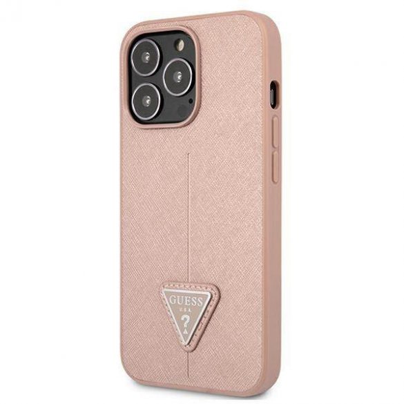 Guess GUHCP13LPSATLP Husă rigidă pentru iPhone 13 Pro / 13 6,1" rożowy/roz SaffianoTriangle Logo