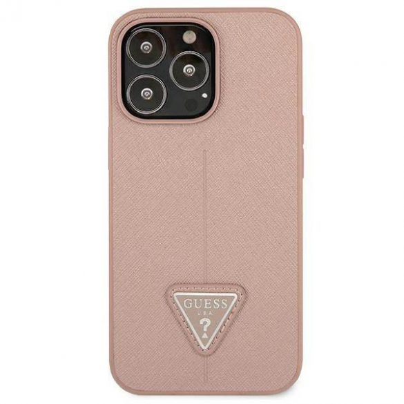 Guess GUHCP13LPSATLP Husă rigidă pentru iPhone 13 Pro / 13 6,1" rożowy/roz SaffianoTriangle Logo