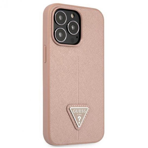 Guess GUHCP13LPSATLP Husă rigidă pentru iPhone 13 Pro / 13 6,1" rożowy/roz SaffianoTriangle Logo