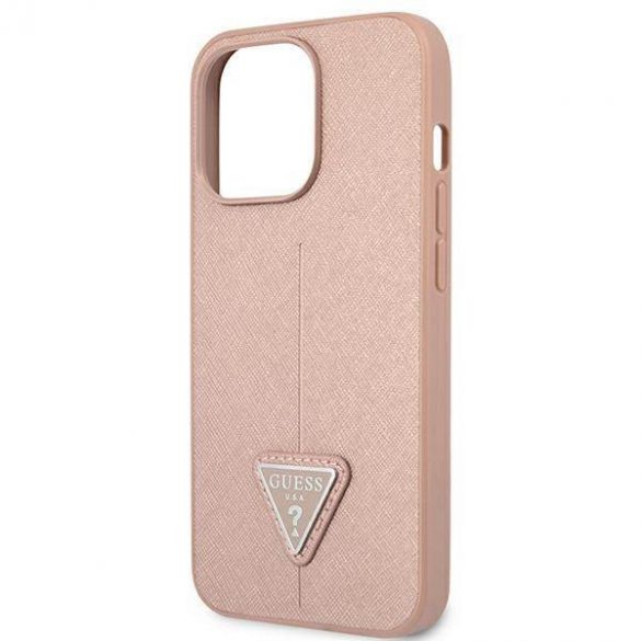 Guess GUHCP13LPSATLP Husă rigidă pentru iPhone 13 Pro / 13 6,1" rożowy/roz SaffianoTriangle Logo