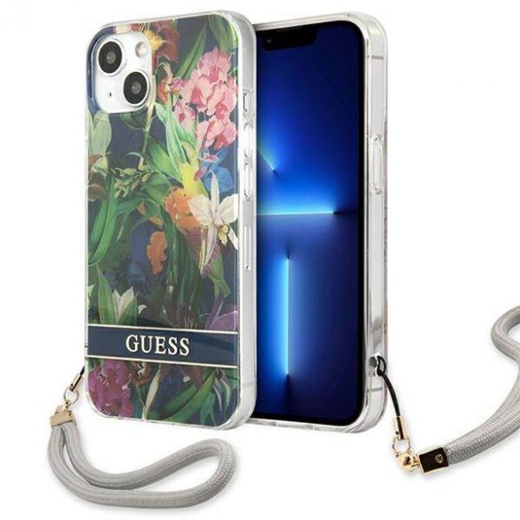 Guess GUHCP13SHFLSB iPhone 13 mini 5,4" albastru/albastruhard Husă Flower Strap husă