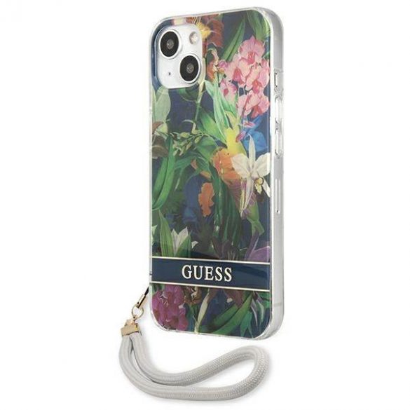 Guess GUHCP13MHFLSB iPhone 13 / 14 / 15 6.1" niebieski/albastru hardcase curea cu flori