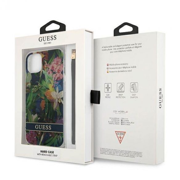 Guess GUHCP13MHFLSB iPhone 13 / 14 / 15 6.1" niebieski/albastru hardcase curea cu flori