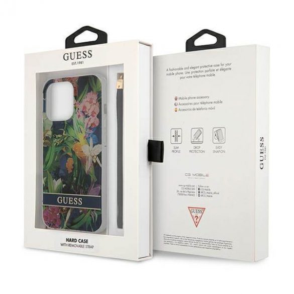 Guess GUHCP13LHFLSB iPhone 13 Pro / 13 6,1" albastru/albastruhard Husă Flower Strap husă