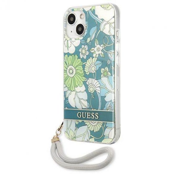 Guess GUHCP13SHFLSN iPhone 13 mini 5,4" zielony/verde hardcase Husă cu curea cu flori