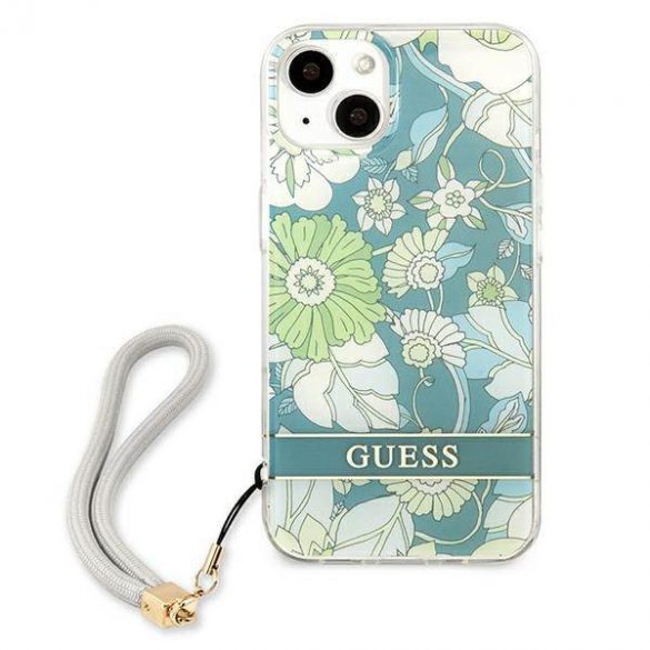 Guess GUHCP13MHFLSN iPhone 13 / 14 / 15 6.1" zielony/verde hardcase Curea cu flori