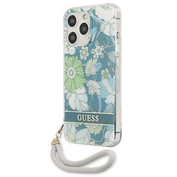 Guess GUHCP13LHFLSN iPhone 13 Pro / 13 6,1" zielony/verde Hardcase Husă cu curea cu flori