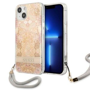 Guess GUHCP13SHFLSD iPhone 13 mini 5,4" gold/gold hard Husă Flower Strap husă