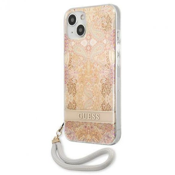 Guess GUHCP13SHFLSD iPhone 13 mini 5,4" gold/gold hard Husă Flower Strap husă