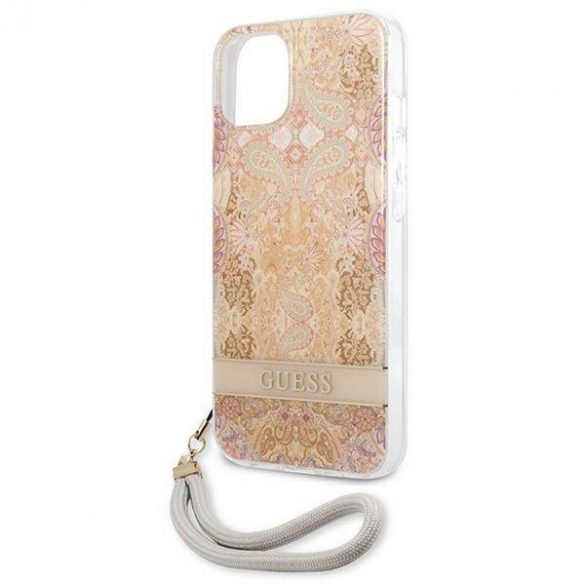 Guess GUHCP13SHFLSD iPhone 13 mini 5,4" gold/gold hard Husă Flower Strap husă