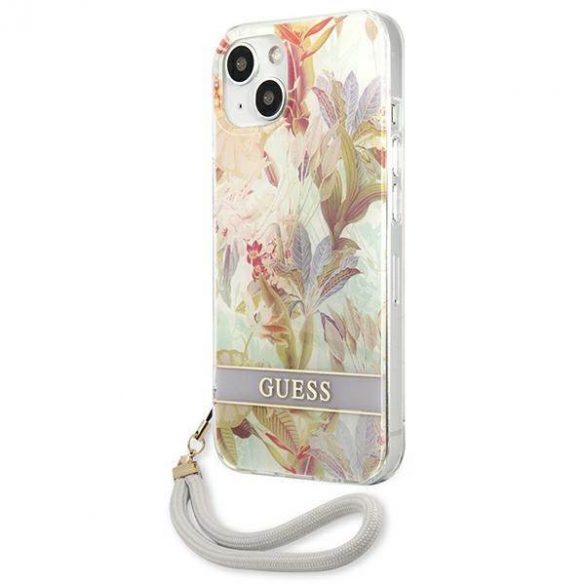 Guess GUHCP13SHFLSU iPhone 13 mini 5,4" violet /violet hard Husă Flower Strap husă