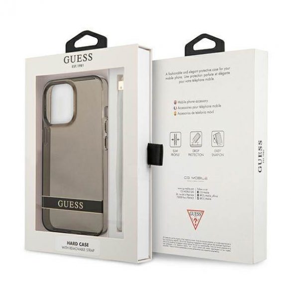 Guess GUHCP13LHTSGSK iPhone 13 Pro / 13 6,1" carcasă rigidă/neagră Husă translucidă