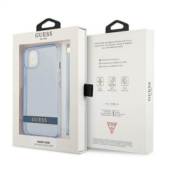 Guess GUHCP13MHTSGSB iPhone 13 / 14 / 15 6.1" albastru/albastru hard Husă Translucent Strap