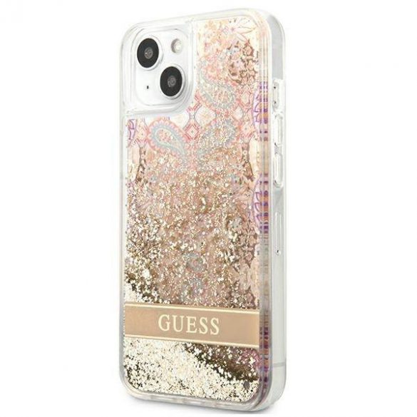 Guess GUHCP13SLFLSD iPhone 13 mini 5,4" złoty/aurie Husă rigidă Paisley Liquid Glitter