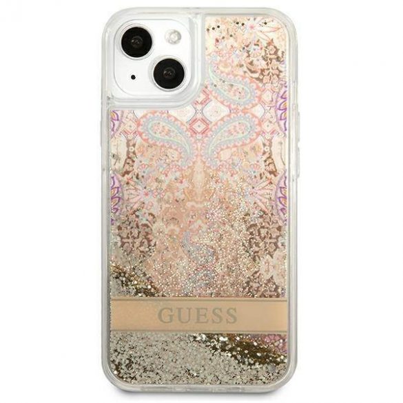 Guess GUHCP13SLFLSD iPhone 13 mini 5,4" złoty/aurie Husă rigidă Paisley Liquid Glitter