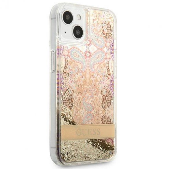 Guess GUHCP13SLFLSD iPhone 13 mini 5,4" złoty/aurie Husă rigidă Paisley Liquid Glitter