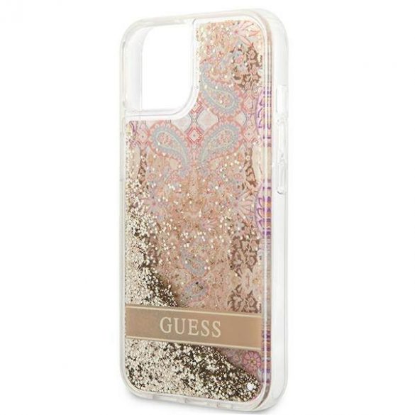 Guess GUHCP13SLFLSD iPhone 13 mini 5,4" złoty/aurie Husă rigidă Paisley Liquid Glitter