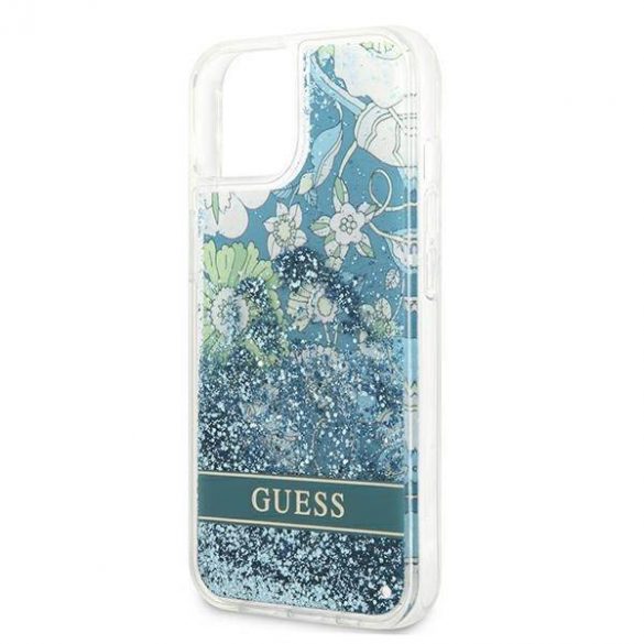 Guess GUHCP13MLFLSN iPhone 13 / 14 / 15 6.1" verde/green hard Husă Flower Liquid Glitter