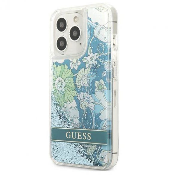 Guess GUHCP13LLFLSN iPhone 13 Pro / 13 6,1" zielony/green hardcase Husă Flower Liquid Glitter