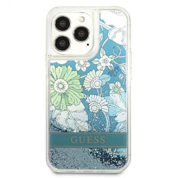 Guess GUHCP13LLFLSN iPhone 13 Pro / 13 6,1" zielony/green hardcase Husă Flower Liquid Glitter