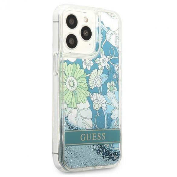 Guess GUHCP13LLFLSN iPhone 13 Pro / 13 6,1" zielony/green hardcase Husă Flower Liquid Glitter