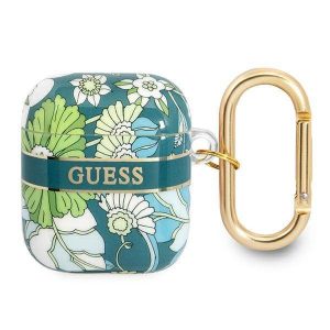 Husă Guess GUA2HHFLN AirPods 1/2 zielony/green Flower Strap Collection