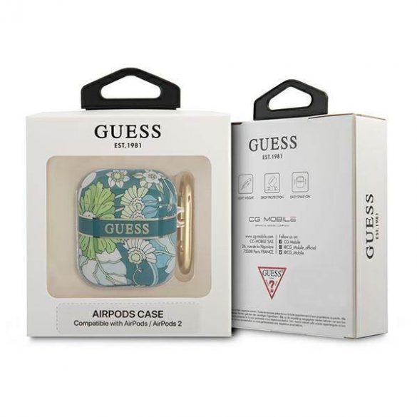 Husă Guess GUA2HHFLN AirPods 1/2 zielony/green Flower Strap Collection