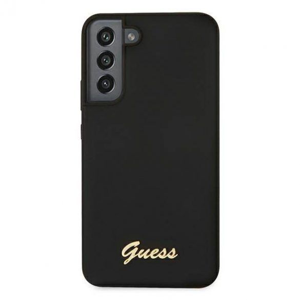 Guess GUHCS22MLSLMGBK S22+ S906 carcasă rigidă/neagră Husă siliconică cu sigla metalică